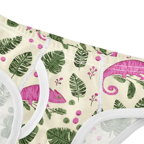 Wusikd Pink Chameleon Boys' Underwear Cotton Green Leaves Boys Briefs Soft Toddler Underwear 2T4