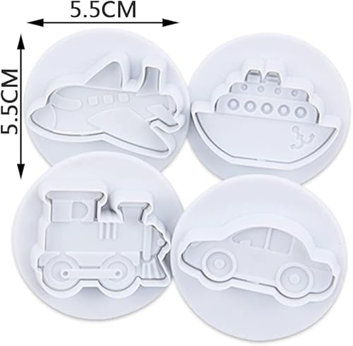 Miniatura 2 de Cortador de hornear para vehículos, 8 piezas de caricaturas 3D para automóvil, cortador de tartas de galletas, corteza de pastelería, sello de