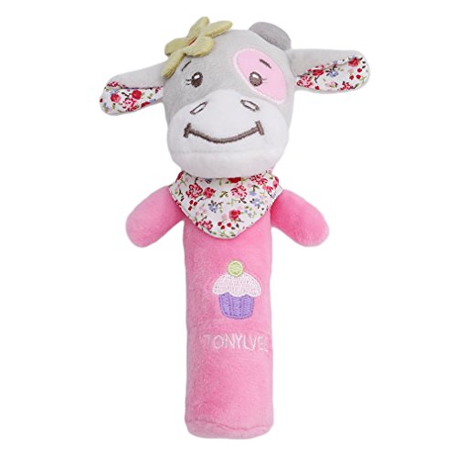 Lalang Baby Kids Lovely Soft Hand Squeaker Baby Hands Hold Training Developmental Toy (cow)