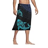Xsehusvy Men’s Bohemian Skirt with Pockets Hawaiian Lavalava Swimsuit Cover Up Breathable Soft Sarong Bath Trunk Wraps S-6XL