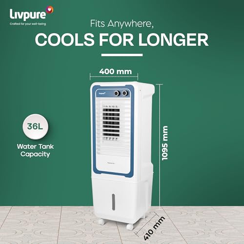 Image of Livpure Magnakool Tower 36L Air Cooler|High Speed Air Delivery|188 Sq.Ft. Large Area Coverage|Ice Chamber|High Density Honeycomb Pads|Inverter Compatible|2Yrs Motor Warranty,1 Yr Comprehensive(White)