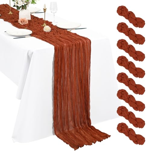 Chemins de table étamine terracotta au drapé romantique rustique
