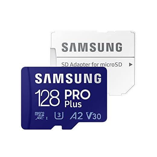 Cartão de Memória S.amsung Micro Sd 128gb Pro Plus Velocidade de Leitura Até 160Mbs Velocidade de Gravação Até 120Mbs Classe Velocidade de Vídeo V30 Certificação A2 Aplicativos Classe c10 Vídeo 4k e Full Hd Adaptador Sd para MicroSd Incluso / No Brasil