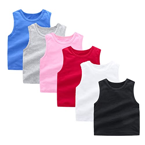 Betadog Girl's Crop Tank Tops Ribbed Knit Sleeveless Round Neck Racerback Casual Cute Dance Cropped Top 6-12Y (Pink, 3-4 Years)