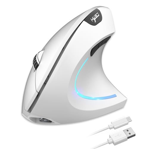 Image of Ergonomic Vertical Mouse, Bluetooth Rechargeable Wireless Mouse with 800 /1200 /1600 DPI, 6 Silent Buttons, Computer Mice for Windows, Linux, Mac