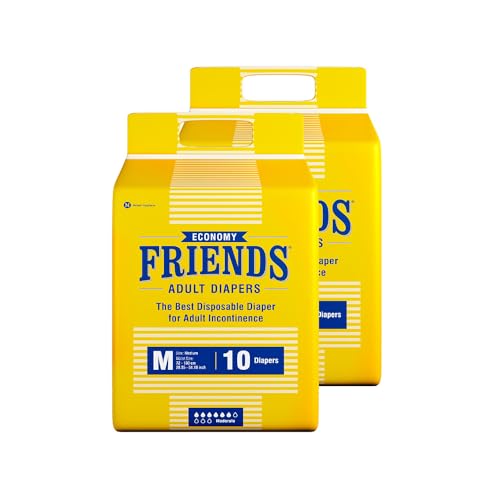 Image of Friends Economy Adult Diaper M Size Tape | 20 Count (Medium) | Waist 28.35 - 51.18 inch | Unisex | Leakproof | Long Protection hours |Wetness Indicator | Odour Lock & Anti-Bacterial Absorbent Core