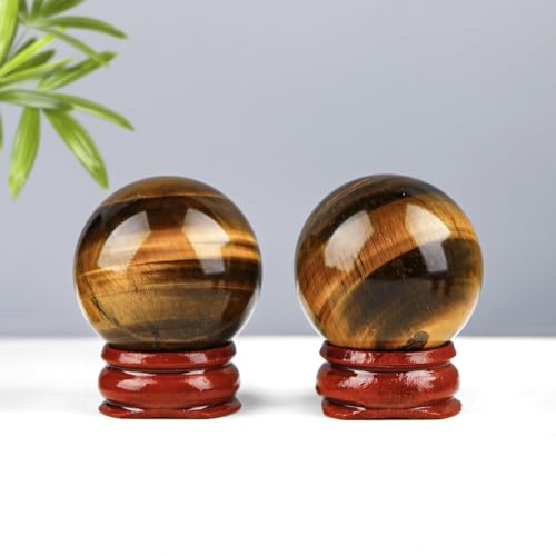 Œil de tigre en sphère décorative, cadeau précieux avec socle - 4