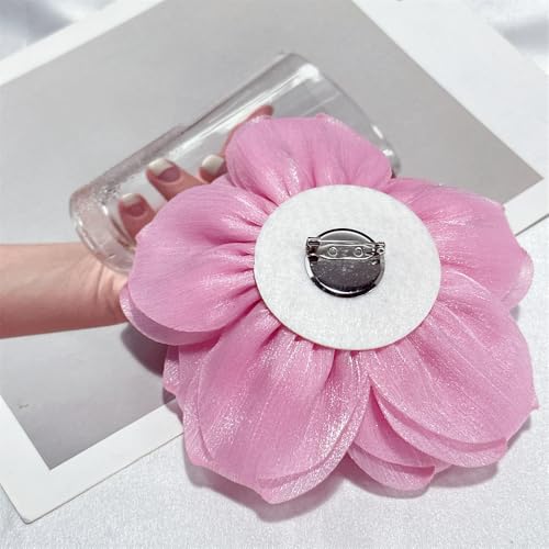 Image of Flash Camellia Flower Brooch Pin for Women Men Elegant Texture Fabric Dahlia Rose Floral Brooches Lapel Pins Dainty Wedding Holiday Party Costume Dress Accessories Jewelry