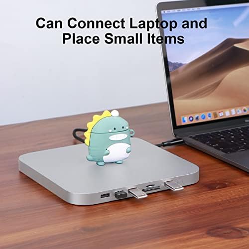 USB-C Hub with Hard Drive Enclosure, Hagibis Type-C Docking Station & Stand for Mac Mini M1 with SATA, USB 3.0, SD/TF Card Reader and USB 2.0 Ports for New MM M1 Laptop (Silver)