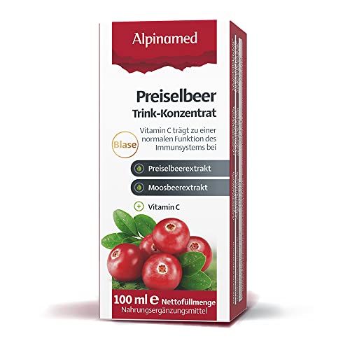 Alpinamed® Preiselbeer Trink-Konzentrat - 100 ml – Für Blase & Immunsystem – Hochwertiger Preiselbeer- & Moosbeer-Extrakt mit Vitamin C – Vegan & ohne Konservierungsstoffe