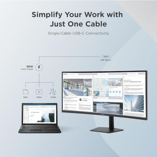 Image of ViewSonic VG3820C 38 Inch 1600p Ultrawide Curved Monitor, IPS Display with 96W USB-C and KVM Switch for Productive Multi-Tasking, Advanced Ergonomics, HDMI, and DisplayPort Inputs