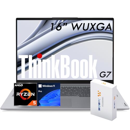 Image of Lenovo ThinkBook 16 Business Laptop, 16 inch FHD+, AMD Ryzen 5 7533HS(Beats i7-1355U), 16GB DDR5 RAM, 1TB(512GB SSD+500GB External Drive), Thunderbolt 4, Wi-Fi 6E, RJ-45, Windows 11 Pro, WOWPC Bundle