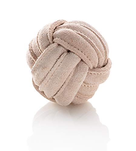 Jack & Russell Ballon Jouet en Cuir Jouet pour Chien en Cuir Naturel tressé - Cuir à mâcher Nature - Holmes Ball (Nature) (Beige)