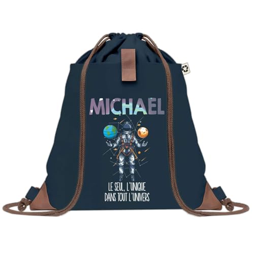Sac doudou bleu Michael en toile avec cordelettes gym