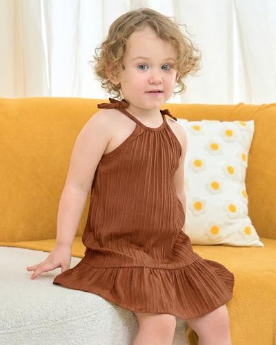 Image of Weebaby Baby Clothes Girl Toddler Summer Outfits Infant Casual Sleeveless Halter Ruffle Tank Cute Short Set Baby Clothing
