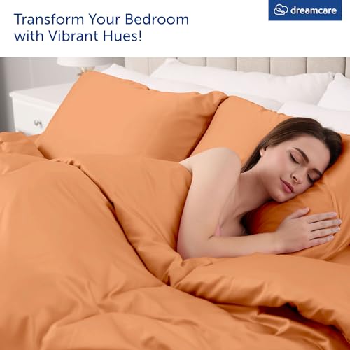 Image of DREAMCARE Queen Sheet Set - 4 pcs Breathable Cooling Sheets - up to 21 inch Extra Deep Pocket Queen Sheets Set with Side Pockets - Extra Soft 100% Brushed Hypoallergenic Hotel Luxury Bedding, Terracota