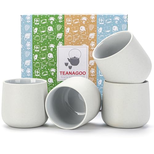 tea Japanese Tea cup, 7.2Oz / 205 Ml, Ceramic Matcha Cup for Adults, Lt.Grey, 4 Pcs/Box, H5