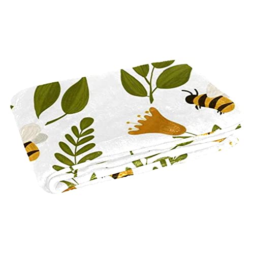 Couverture douce abeilles et plantes 150x100 cm pour lit et canapé - 3