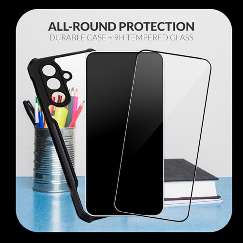 Image of Back Cover Case + Screen Protector for Samsung Galaxy A56 5G | Transparent Black | TPU & PC Anti Yellow Mobile Phone Case Cover for Samsung Galaxy A 56 / A56 5G | 360 Degree Protection