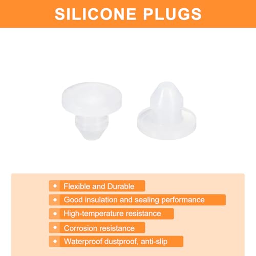 Image of uxcell 26 Pcs Silicone Plugs, Rubber Round Snap in Locking Hole Plugs for 3.5-4mm Hole, Hole Stoppers Waterproof Hole Plug for Metal Tube, Furniture End Caps Inserts, Clear