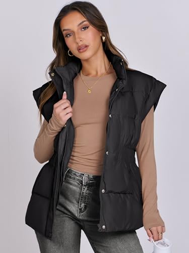 ANRABESS Women Puffer Vest Oversized Sleeveless Zip Up Stand Collar Lightweight Jackets 2025 Winter Warm Puffy Down Coats4
