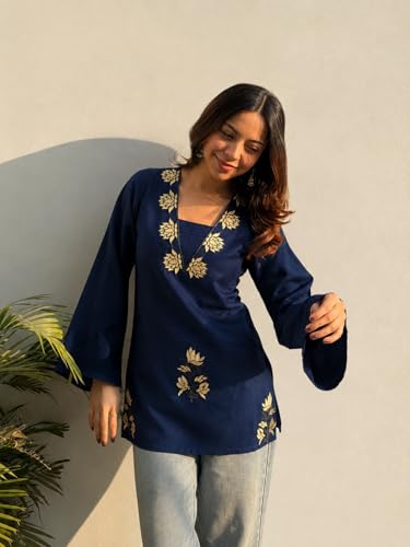 Image of ANNI Designer Cotton Short Kurti for Women | Stylish Kurti | Short Kurti Top | Casual Kurta for Women | Comfortable Cotton Kurtis for Womens