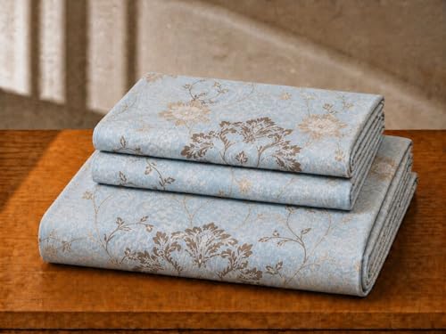 Image of Castiqa Elastic Fitted Supersoft Premium Polycotton 200TC King Size Bedsheets with 2 Pillow Covers (Fits Upto Mattress of 8Inches) (Sky, Full 72x78x8Inch)