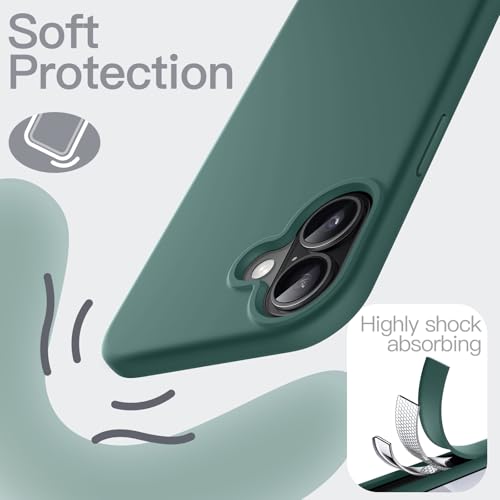 Image of JETech Liquid Silicone Case for iPhone 17 6.3-Inch, Silky Soft Touch Full-Body Protection, Anti-Scratch Shockproof Phone Cover with Microfiber Lining (Midnight Green)