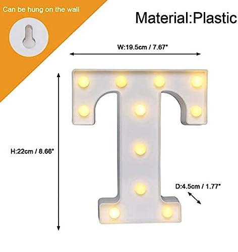Image of Marquee T Alphabet Shaped LED Light Lamp for Decoration Decore Walls Hanging Birthday Party Wedding (T)
