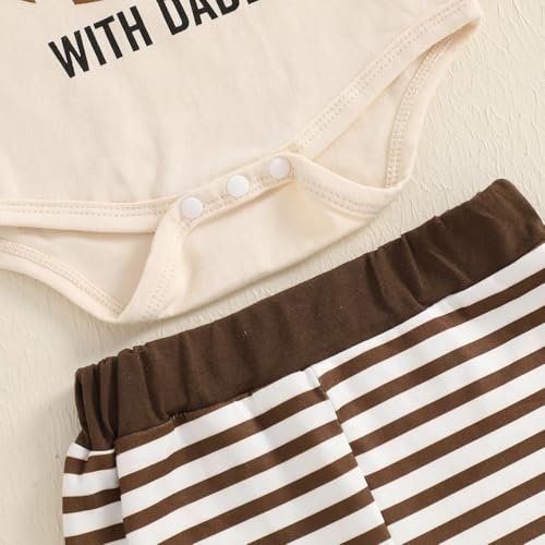 Muasaaluxi Newborn Baby Boy Football Outfit On Sundays We Watch Football with Daddy Romper Stripe Long Pants Hat Set4