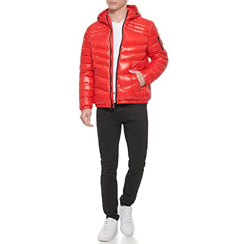 GUESS Men's Long Sleeve Midweight Hooded Puffer2