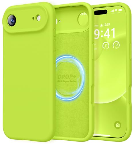 Image of LOVE 3000 Designed for iPhone Air Case, Premium Silicone [Compatible with Magsafe][Soft Anti-Scratch Microfiber Lining] Shockproof Protective Phone Case for Men Women 6.5 inch, Fluorescent Green