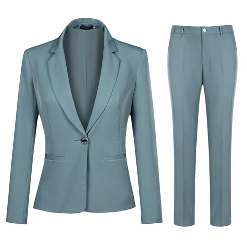 YUNCLOS Women's 2 Piece Office Work Suit Set One Button Blazer and Pants