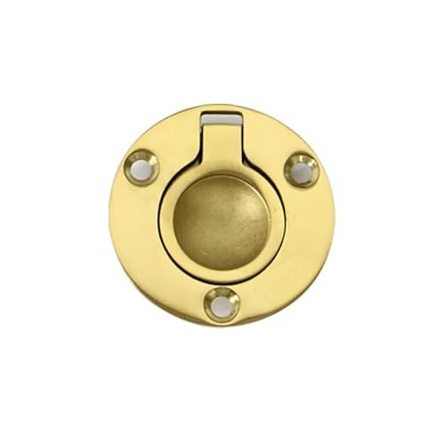 FALKIN 316 Stainless Steel Brass Plating Hatch Pull Handle With Mounting Screws Round Square Flush Lift Ring For Boat(50x50mm)