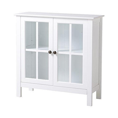 OS Home and Office Furniture Transitional Wood Accent Display Cabinet in White