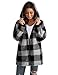 ABINGOO Damen Teddy Fleece Mantel Kariert Warm Winterjacke Kapuzenjacke Flauschig Plüschjacke Reißverschluss Sweatshirt mit Kapuze und Taschen(Schwarz,XXL)