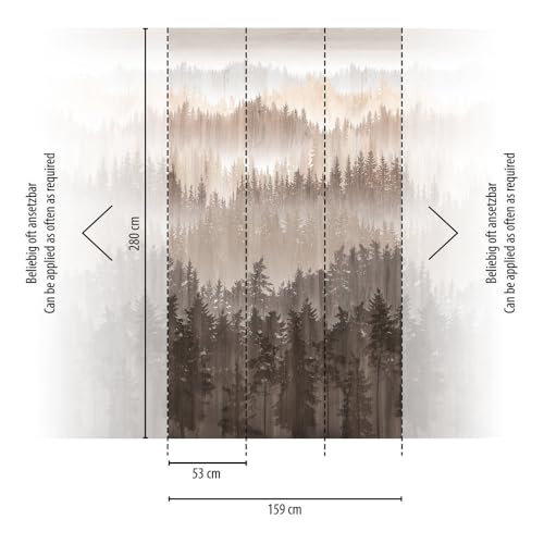 Livingwalls Travel Styles Vliestapete - Waldtapete in Braun und Beige - skandinavische Wandtapete für verschiedene Räume in 1,59 m x 2,80 m