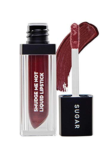 Image of SUGAR Cosmetics Smudge Me Not Liquid Lipstick - 34 Merlot Glow (Metallic Burgundy), Burgundy, 4 ml