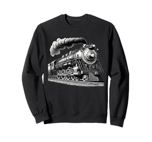 Steam Locomotive Train Vintage 1940s Style Engine Railroad Sweatshirt