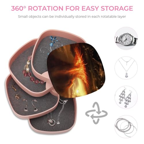 Boîte à bijoux rotative pour coiffeuse et rangement de collier volcan - 5