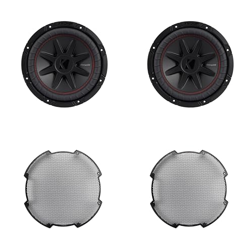 Image of KICKER (2 52CVR102 10-Inch (25cm) Sub, DVC, 2-ohm & 52GR10 Grill Bundle