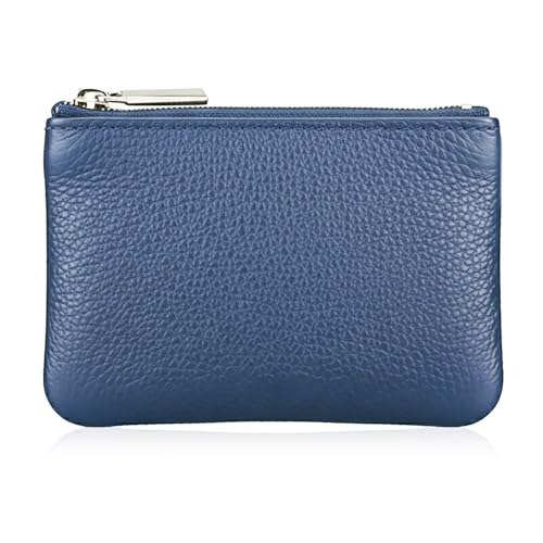 Hibate Super Mini Blau Leder Schlüsseletui Schlüsseltasche Klein für Herren Damen