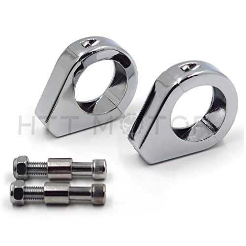 Soporte cromado de intermitentes para tija de 49 mm acabado espejo para H-D Softail 5