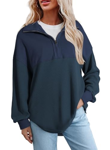 Image of SHEWIN Women Fall Sweatshirt Casual Half Zip Pullover Fall Top 2026 Clothes
