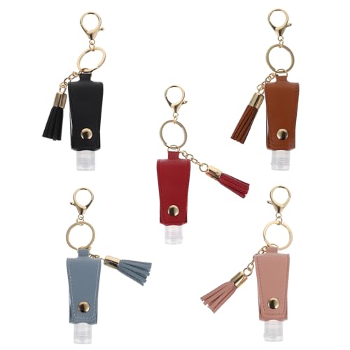 Vaguelly 5 Piezas Botella Portátil de 30ml con Llavero para Perfume, Funda de Tejido Sintético y Acero Inoxidable, Adecuada para Viajes y Uso Diario