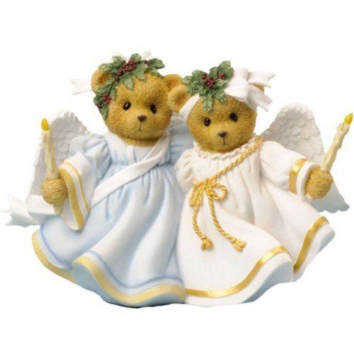 Enesco Cherished Teddies Collection Bears Holding Candle Figurine, 3.125-Inch