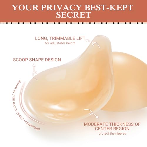 Image of Sticky Bra Push Up 2 Pairs, Nipple Covers for Women Silicone Adhesive Bra Pasties