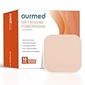 Ourmed Soft Flex Silicone Foam Dressings(4"x 4", Pack of 10), Sterile, Highly Absorbent, Waterproof, No Border, Wound Care for Bed Sores, Pressure Ulcers