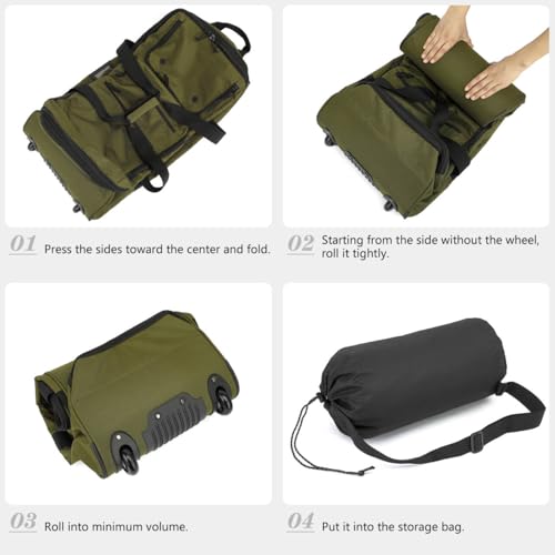 Extra Large Rolling Travel Duffle Bag with Wheels Shoes Compartment Wet Pocket 85-100L Big Expandable Duffel Bag for Men Women Heavy Duty Foldable Carry on Collapsible Luggage Camp image 5