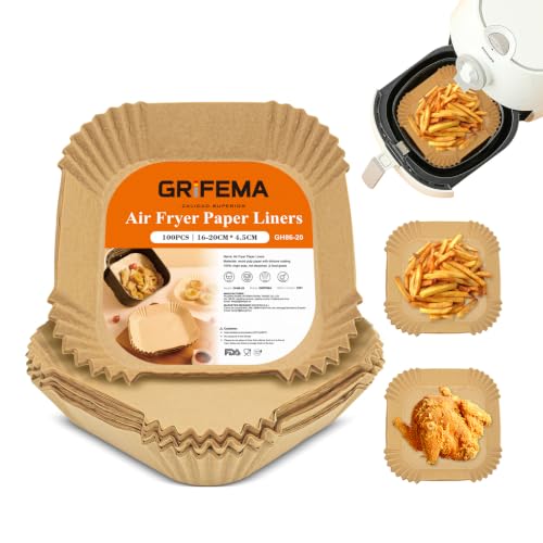 GRIFEMA Papel Freidora Aire Cuadrado para Cosori Cecotec 2-4 L, 100 PCS